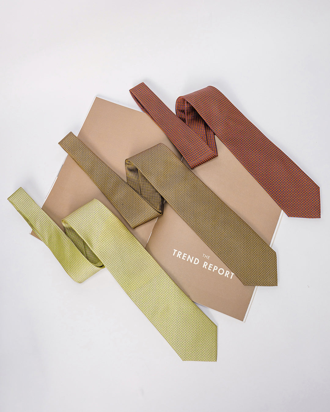 Line Square Pattern Silk Necktie / Dark Beige / Band 8cm / 3.2in