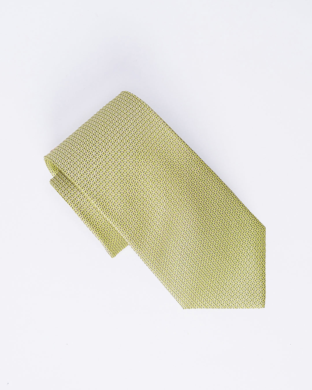 Line Square Pattern Silk Necktie / Lime Yellow / Band 8cm / 3.2in