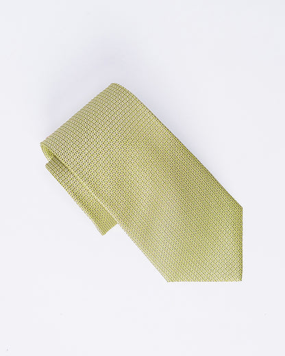 Line Square Pattern Silk Necktie / Lime Yellow / Band 8cm / 3.2in