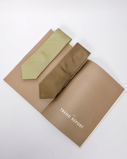 Line Square Pattern Silk Necktie / Lime Yellow / Band 8cm / 3.2in