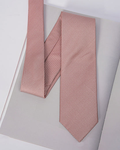 Line Square Pattern Silk Necktie / Pastel Red / Band 8cm / 3.2in