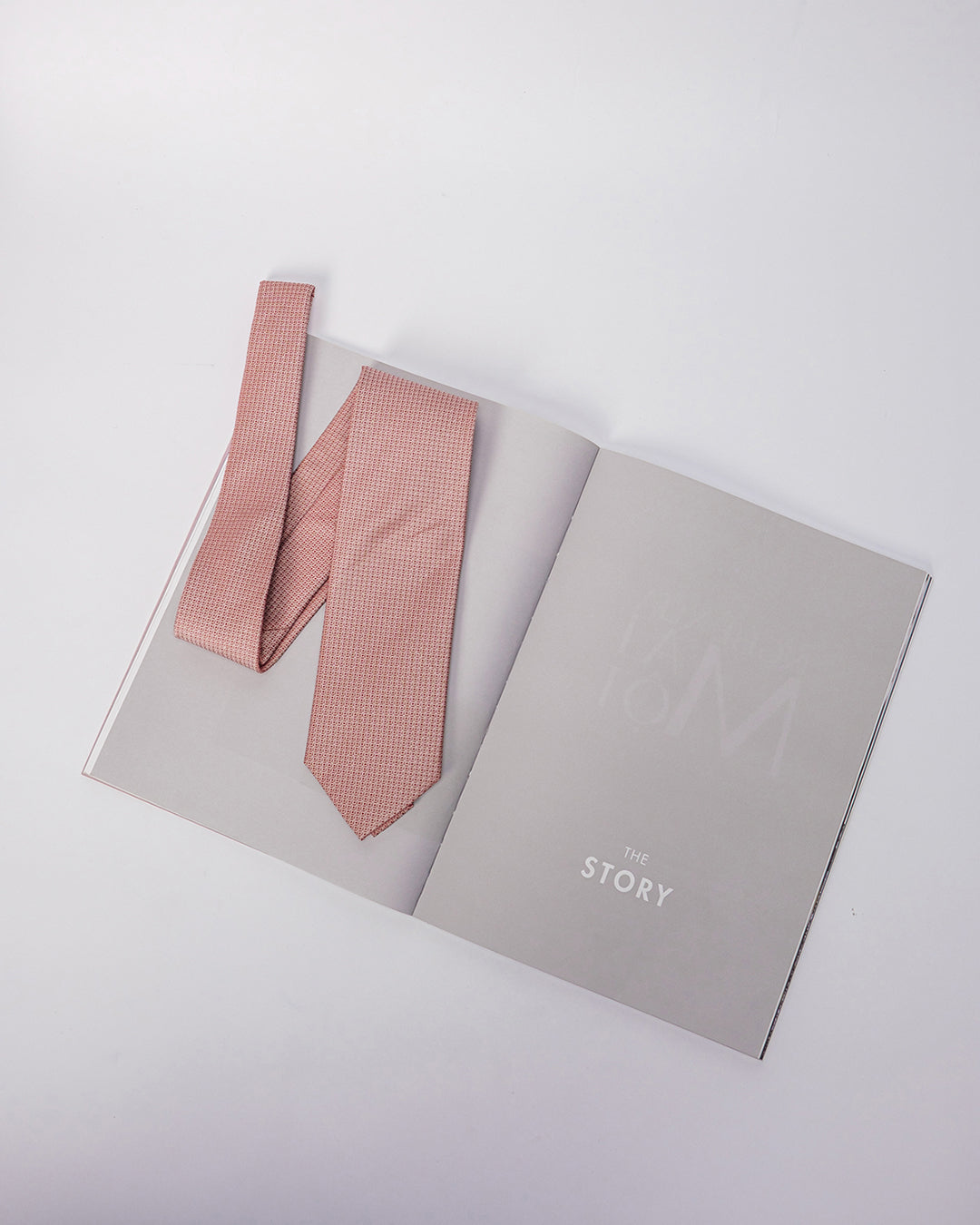 Line Square Pattern Silk Necktie / Pastel Red / Band 8cm / 3.2in