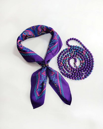 Phoenix Dance Silk Scarf / Purple
