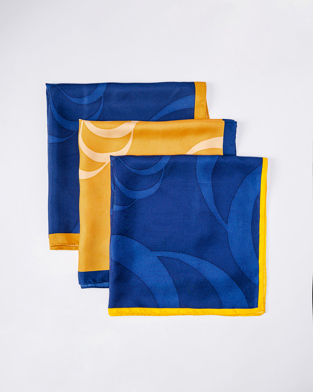 Peace In Mind Silk Scarf / Navy Blue & Orange / 55x55cm / 22x22in