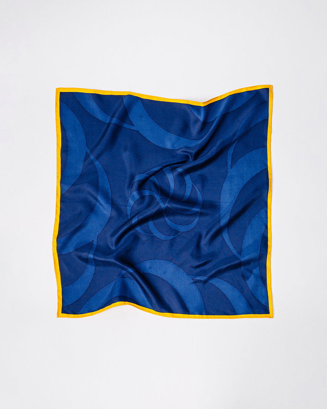 Peace In Mind Silk Scarf / Navy Blue & Yellow / 55x55cm / 22x22in