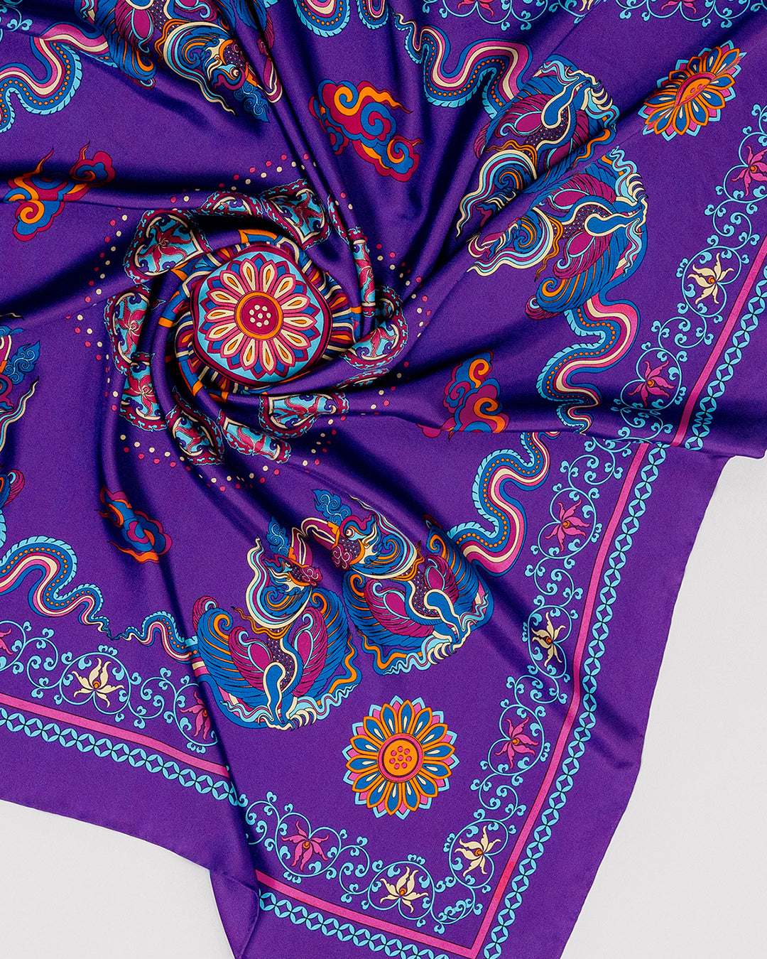 Phoenix Dance Silk Scarf / Purple