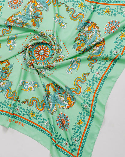 Phoenix Dance Silk Scarf / Green