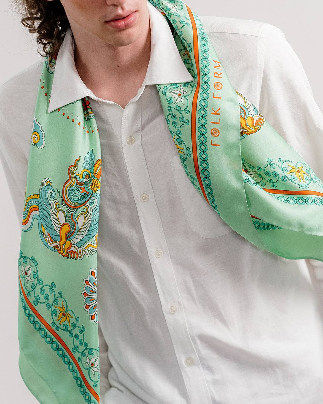 Phoenix Dance Silk Scarf / Green