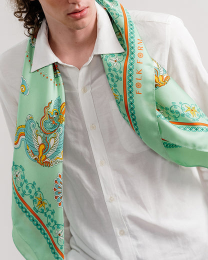 Phoenix Dance Silk Scarf / Green