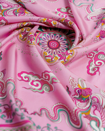 Phoenix Dance Silk Scarf / Pink / 110x110cm / 44x44in