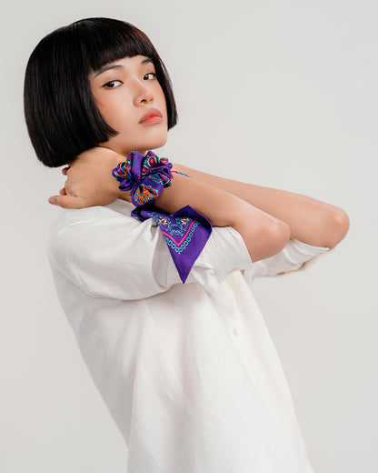 Phoenix Dance Silk Scarf / Purple / 55x55cm / 22x22in