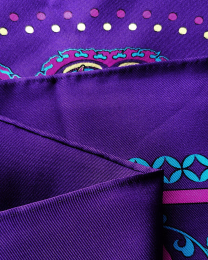 Phoenix Dance Silk Scarf / Purple / 55x55cm / 22x22in