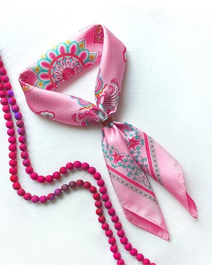 Phoenix Dance Silk Scarf / Pink / 110x110cm / 44x44in