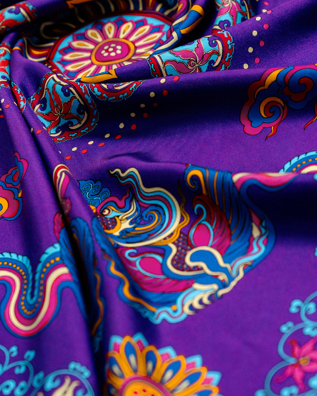 Phoenix Dance Silk Scarf / Purple