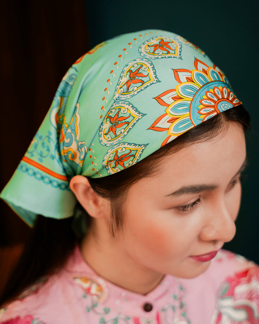Phoenix Dance Silk Scarf / Green
