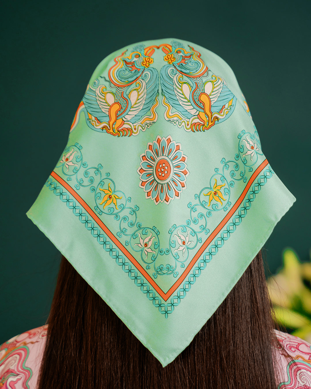 Phoenix Dance Silk Scarf / Green