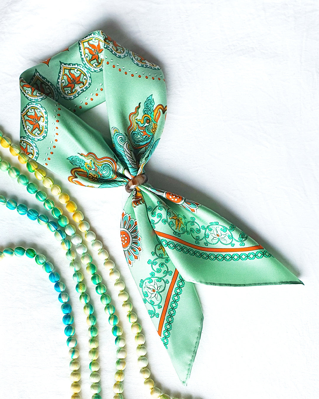 Phoenix Dance Silk Scarf / Green