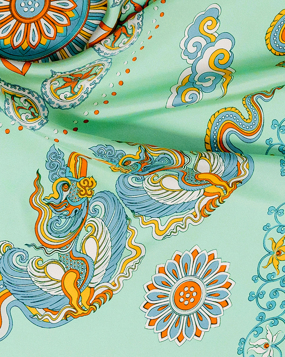 Phoenix Dance Silk Scarf / Green