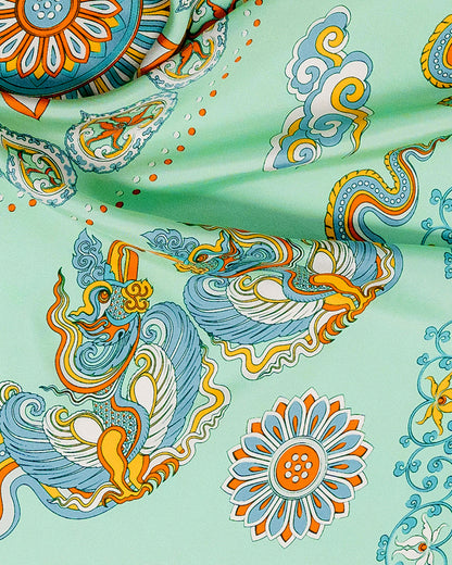 Phoenix Dance Silk Scarf / Green