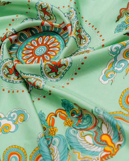 Phoenix Dance Silk Scarf / Green