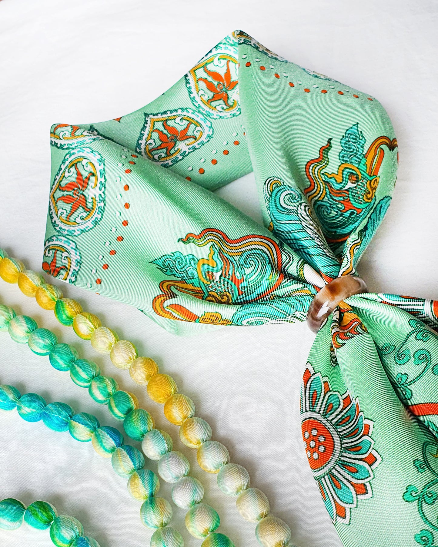 Phoenix Dance Silk Scarf / Green