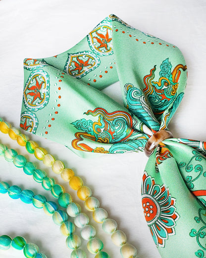 Phoenix Dance Silk Scarf / Green