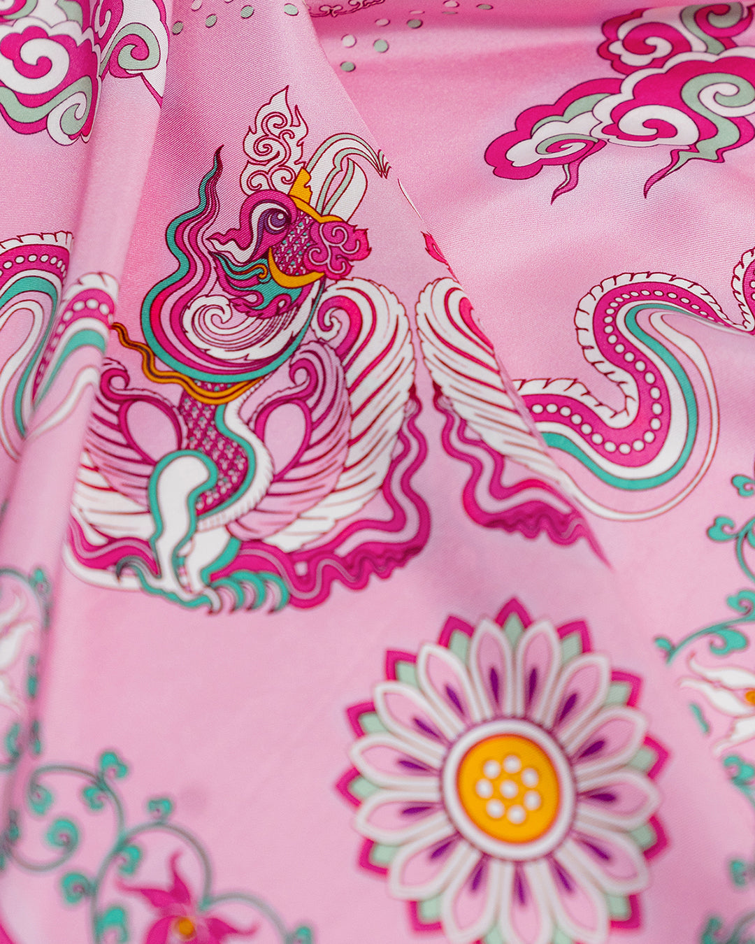 Phoenix Dance Silk Scarf / Pink / 110x110cm / 44x44in