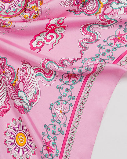 Phoenix Dance Silk Scarf / Pink