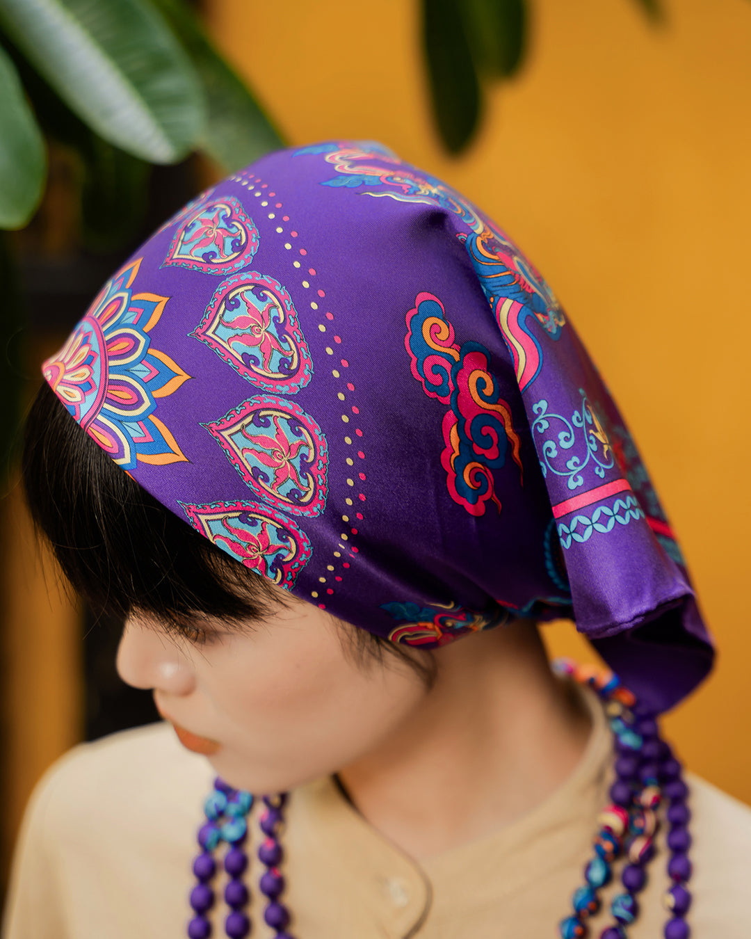 Phoenix Dance Silk Scarf / Purple