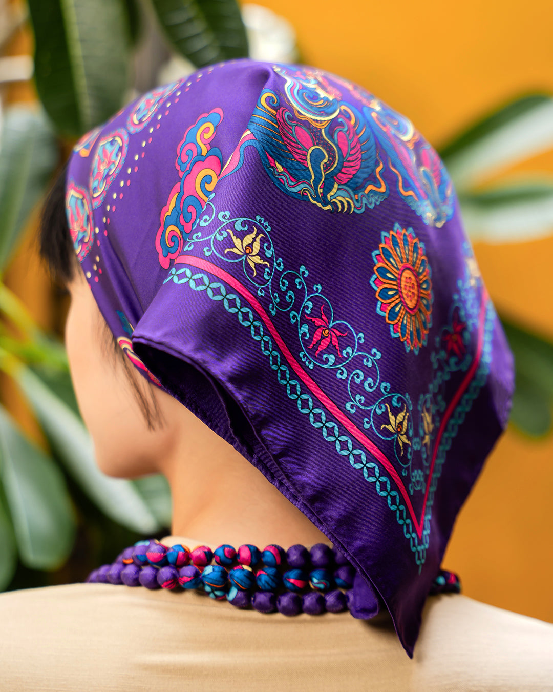 Phoenix Dance Silk Scarf / Purple