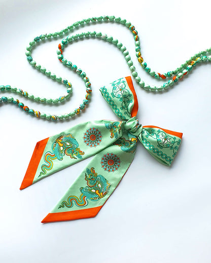 Phoenix Dance Silk Skinny Scarf / 6x106cm / 2.4x44in