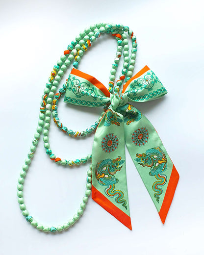 Phoenix Dance Silk Skinny Scarf / 6x106cm / 2.4x44in
