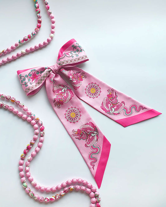 Phoenix Dance Silk Skinny Scarf / 6x106cm / 2.4x44in