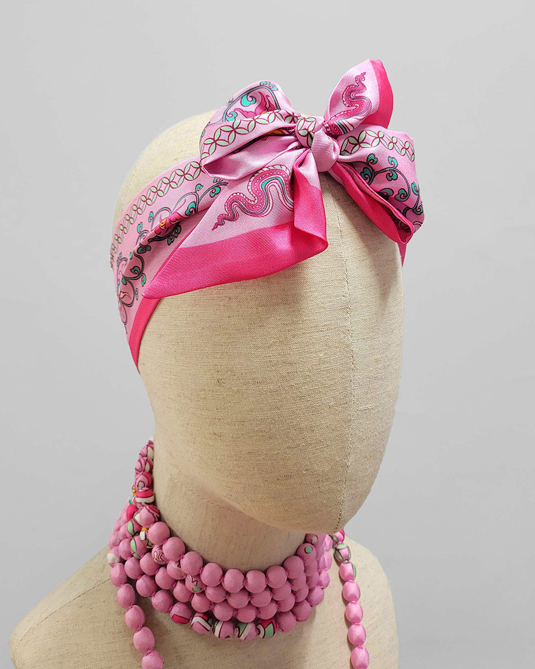 Phoenix Dance Silk Skinny Scarf / Pink / 6x106cm / 2.4x44in