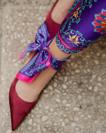 Phoenix Dance Silk Skinny Scarf / Purple / 6x106cm / 2.4x44in