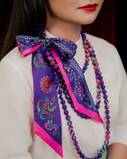 Phoenix Dance Silk Scarf / Purple