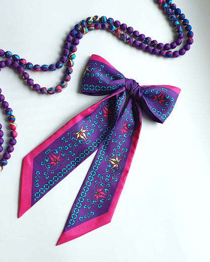 Phoenix Dance Silk Skinny Scarf / 6x106cm / 2.4x44in