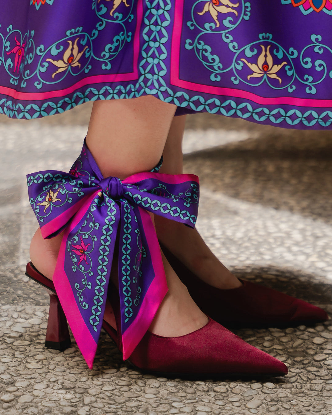 Phoenix Dance Silk Scarf / Purple