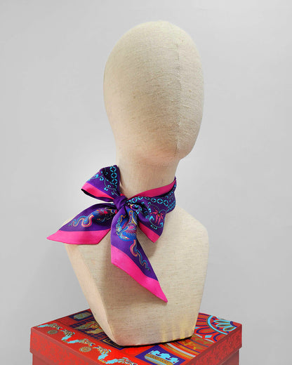 Phoenix Dance Silk Skinny Scarf / Purple / 6x106cm / 2.4x44in