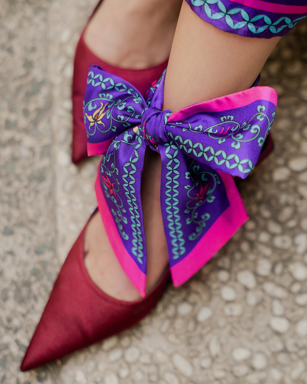 Phoenix Dance Silk Scarf / Purple