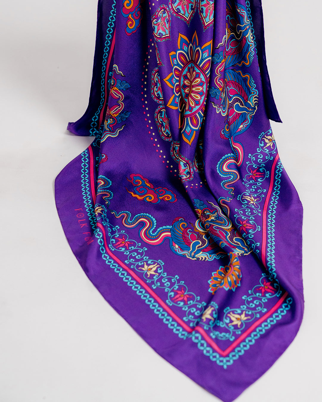 Phoenix Dance Silk Scarf / Purple