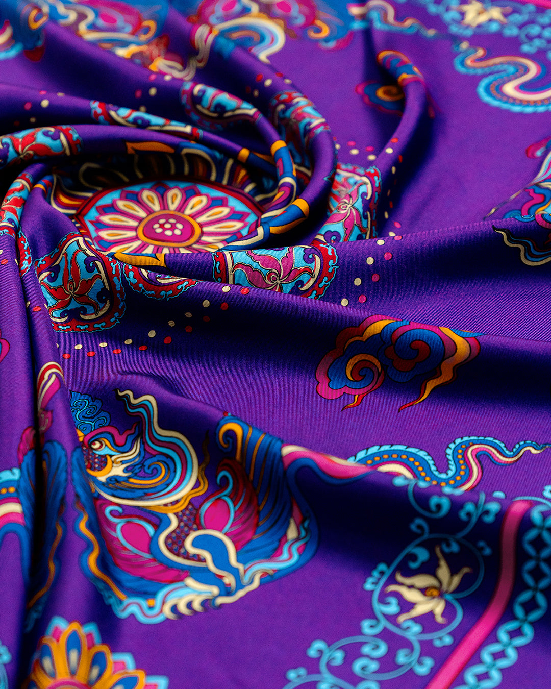 Phoenix Dance Silk Scarf / Purple