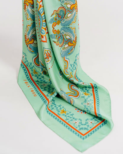 Phoenix Dance Silk Scarf / Green
