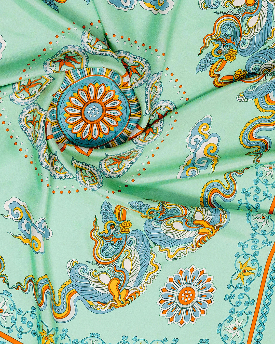 Phoenix Dance Silk Scarf / Green
