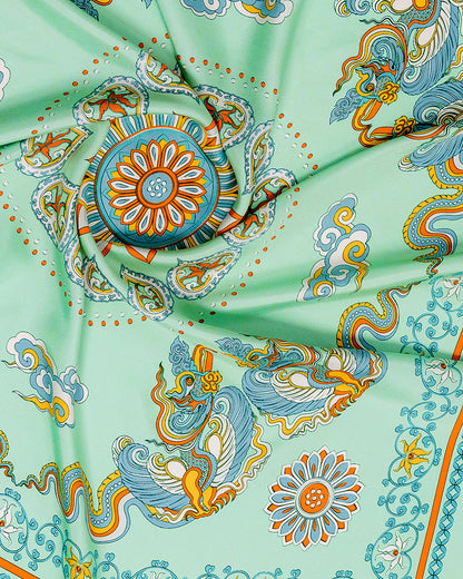 Phoenix Dance Silk Scarf / Green