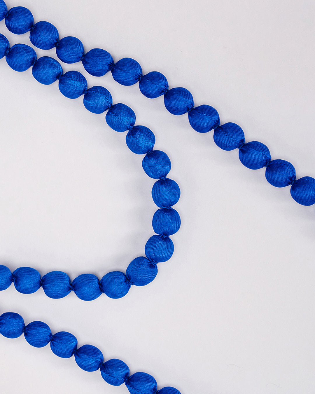 Plain Silk Wrapped Bead Necklace / Cobalt Blue / 110cm / 44in