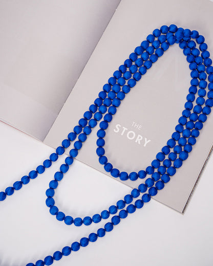 Plain Silk Wrapped Bead Necklace / Cobalt Blue / 110cm / 44in