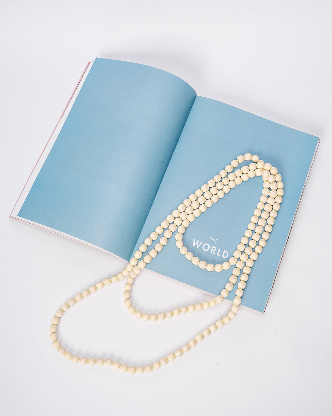 Plain Silk Wrapped Bead Necklace / Ivory / 110cm / 44in