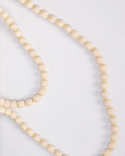 Plain Silk Wrapped Bead Necklace / Ivory / 110cm / 44in