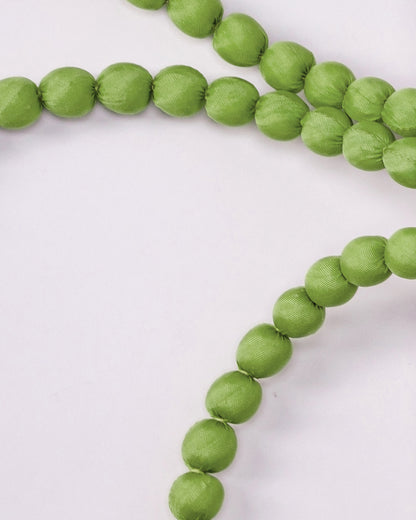 Plain Silk Wrapped Bead Necklace / Green / 110cm / 44in